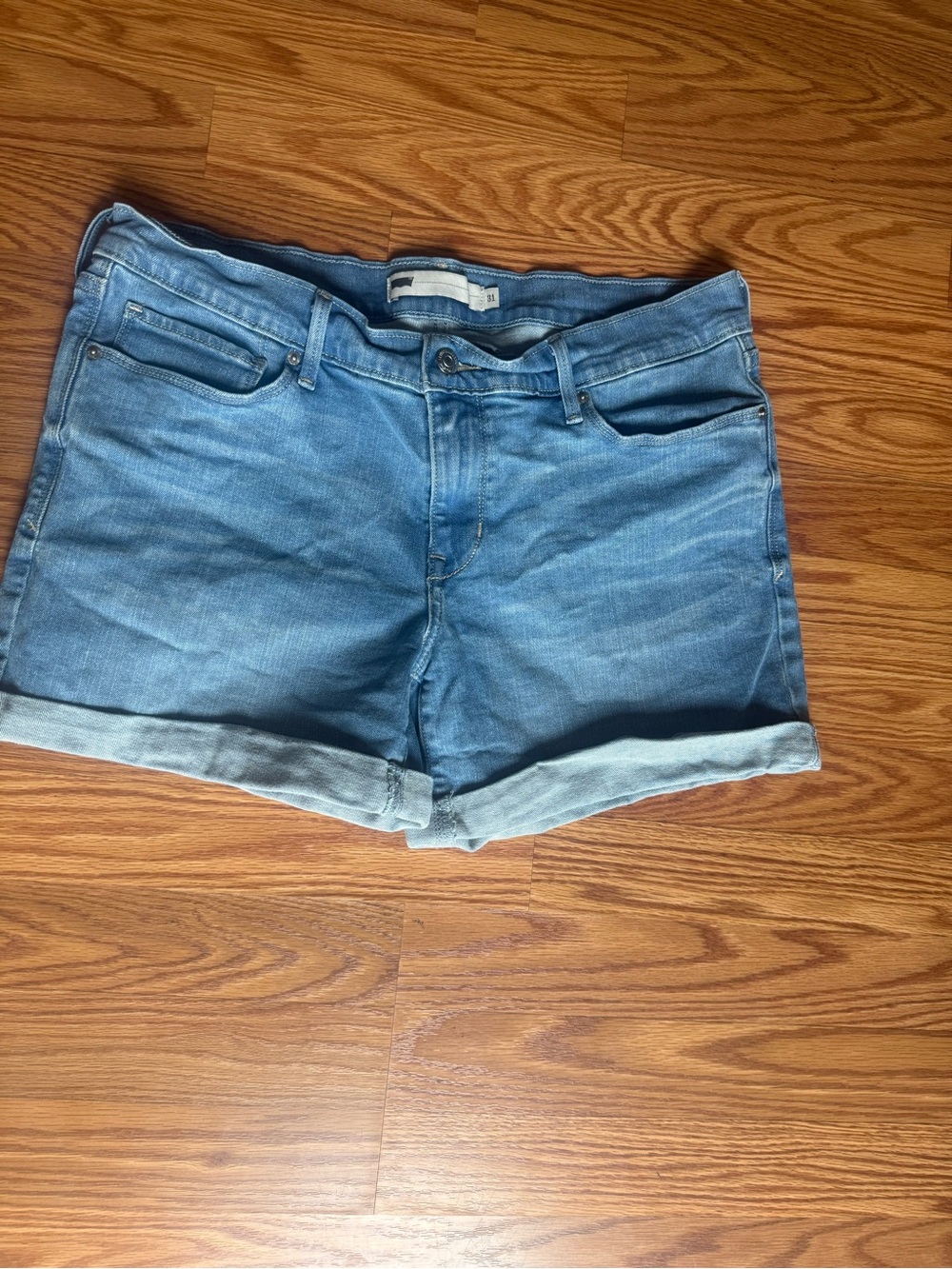 Levi's Faded Blue Cuffed Denim Shorts